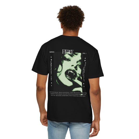 Fierce Unisex Garment-Dyed T-Shirt with Rose Design - Empowering Fashion Statement